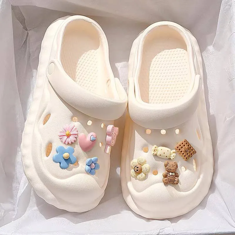 READY STOCK Women's DIY Sandal Women Shoes Kasut Wanita Rubber Shoes Square